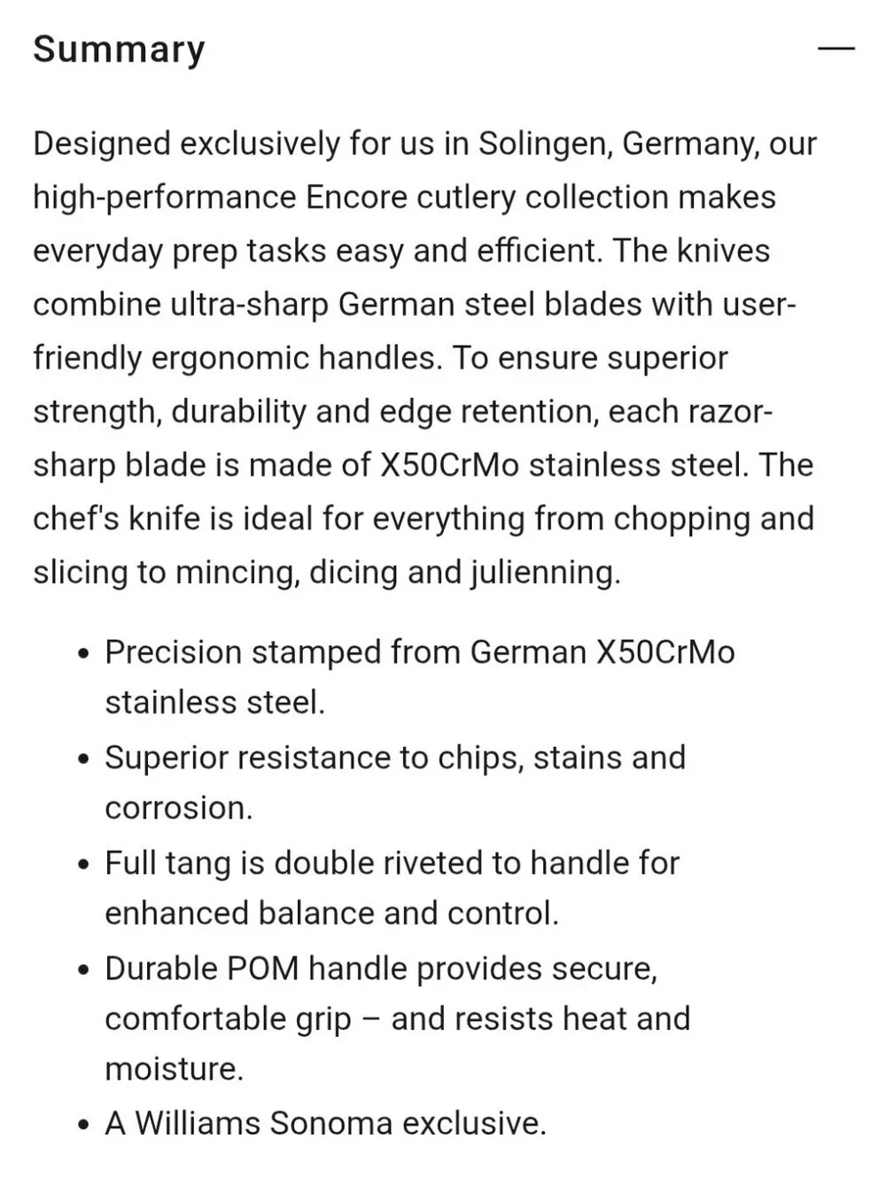 Williams Sonoma Encore Chef Knife, 8